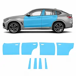 Антигравійна захисна бронеплівка за лекалами для BMW X4 G02 2018-2021 - зони дверей і стійки вікон