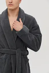 Халат unisex Lotus Home - Bold New Microcotton antrasit махровий 2XL - мініатюра 5