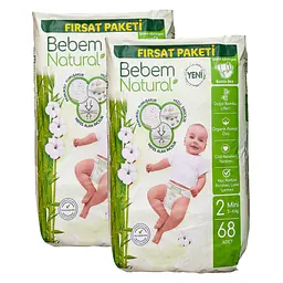 Підгузки Bebem Natural 2 Mini (3 - 6 кг), 136 шт