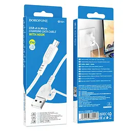 Кабель для заряджання з гачком USB Borofone BX91 USB-MicroUSB 2.4A 1 м White - мініатюра 2