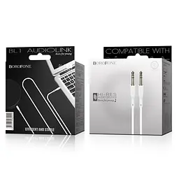 Кабель аудіо - шнур адаптер AUX - Borofone BL1 Jack 3.5 to Jack 3.5 1 м білий - мініатюра 4