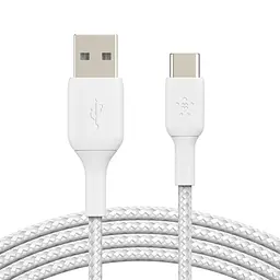 Кабель Belkin USB-A > USB-C заряджання/синхронізації 2м, 15Вт, Type-C, плетений, білий teh0013613 - мініатюра 2
