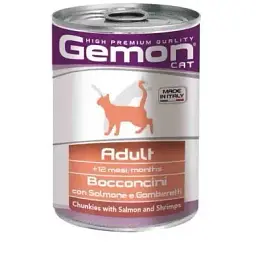 Консерви для котів Gemon Cat Wet Adult лосось з креветками 415 г (8009470300735)