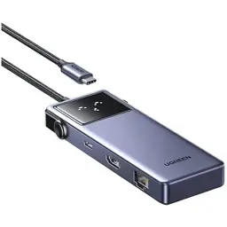 Концентратор Ugreen USB-C 7-in-1 3xUSB + 1xUSB-C + HDMI + RJ45 + PD 100W CM888 gray (45155) - мініатюра 2