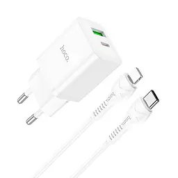Адаптер мережевий HOCO Type-C to Lightning Cable Founder charger set N28 набір Білий