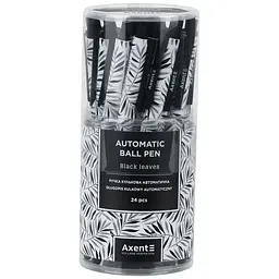 Набір ручок Axent Black Leaves кулькові автоматичні 24 шт. сині (AB1092-07-A) - мініатюра 2