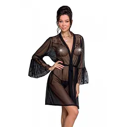 Пеньюар Passion LOVELIA PEIGNOIR L/XL, чорний