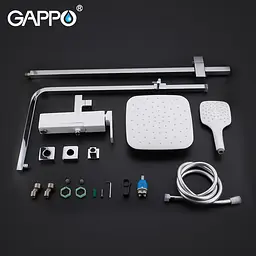 Душова система Gappo G2417-8, вилив - перемикач на лійку, білий/хром, Хром - мініатюра 6