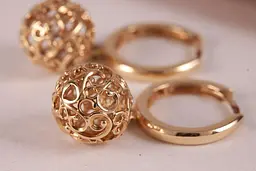 Ажурні сережки з жовтого золота S-0024 - мініатюра 3