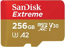 Карта пам'яті microSD 256GB C10 UHS-I U3 R190/W130MB/s Extreme V30 SanDisk teh0013304