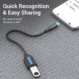 Переходник USB 2.0 Micro BM --> USB AF (OTG) 0.15 м, PVC Vention черный - миниатюра 5