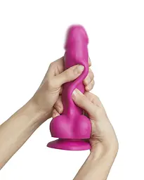Реалістичний фалоімітатор Strap-On-Me Sliding Skin Realistic Dildo Fuchsia - Size М Strap-on-me SO6255 92868 - мініатюра 5