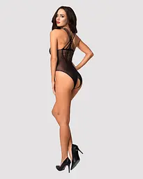 Бодістокінг з великою та дрібною сіткою Obsessive B118 teddy S/M/L, чорний, з доступом - мініатюра 4