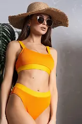 Купальник жіночий роздільний з топом в рубчик 5021-orange-L помаранчевий - мініатюра 5