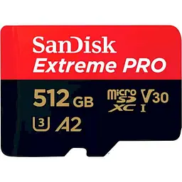 Карта пам'яті Sandisk 512GB microSDXC C10 UHS-I U3 R200/W140MB/s Extreme Pro V30 + SD (SDSQXCD-512G-GN6MA)