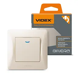 Вимикач одноклавішний Videx Binera з підсвіткою кремовий (VF-BNSW1L-CR) - мініатюра 6