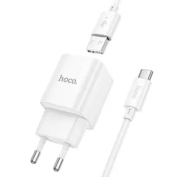 МЗП Hoco C145A Charm QC3.0 18W (1USB-A) + кабель USB to Type-C White - мініатюра 3