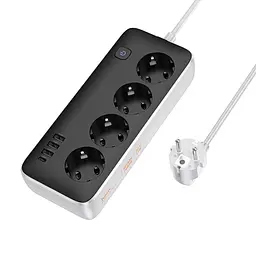 Подовжувач Hoco AC21 Sunlight 4-bit 1C/3A/4xSocket 3m Black - мініатюра 4