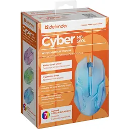 Комп'ютерна мишка Defender Cyber MB-560L 4 кн. 1200 dpi підсвітка 7 кол. біла (52561)
