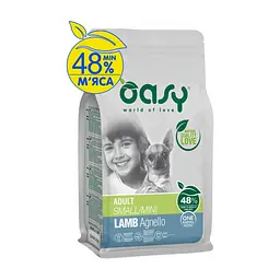 Сухий корм для собак OASY One Animal Protein ADULT Small/Mini з ягням 2.5 кг (8053017348551)