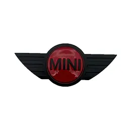 Емблема передня, задня Mini Чорна+Червона 114x49мм метал (на скотчі)