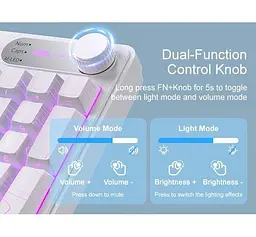 Клавіатура MageGee GK960 RGB Wireless (6971969729056) White Topographic (G-000004399) - мініатюра 3