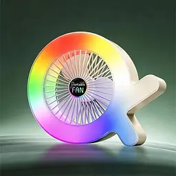Настільний акумуляторний вентилятор Desktop Fan S37 з RGB-підсвіткою, 3 швидкості, 2,8 Вт, жовто-білий - мініатюра 3