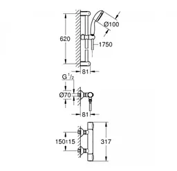 Термостат для душу Grohe Grohtherm Smartcontrol 34841000 , Хром - мініатюра 2