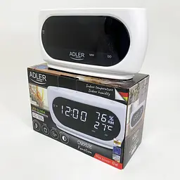 Настільний LED-годинник Adler AD 1186 White з метеостанцією - мініатюра 2