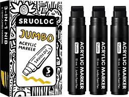 Набір маркерів SRUOLOC акрилових, 3 шт., чорні