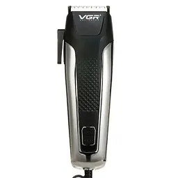 Машинка для стрижки волосся VGR V-120 від мережі 220В 8 насадок Silver-Black