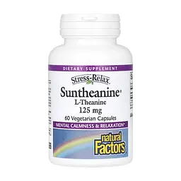 Вітамінно-мінеральний комплекс Natural Factors L-теанін, 250 мг, Stress-Relax, Suntheanine, L-Theanine, 60 вегетаріанських до (NFS-04830)