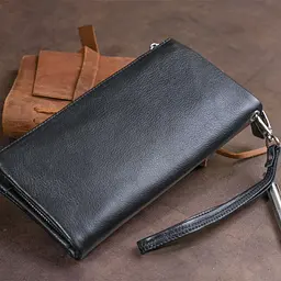 Гаманець-клатч зі шкіри з кишенею для мобільного ST Leather 19310 чорний - мініатюра 9