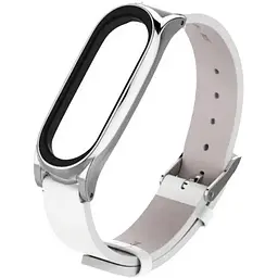 Шкіряний ремінець MiJobs для фітнес-браслета Xiaomi Mi Band 5 и 6 Type B коричневий, тримач - золотистий