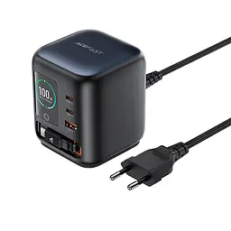 Адаптер сетевой ACEFAST GaN Desktop Charger с телескопическим cable и smart TFT displej Z10 1USB/2Type-C,100W/3A, PD/QC