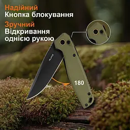 Ніж складаний туристичний Ruike P873-G, (8.8 см)14C28N / G10 зелений - мініатюра 14