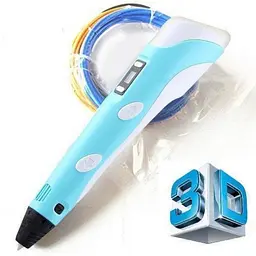3D ручка з LCD дисплеєм та набором еко пластику для 3D малювання 3D Pen Blue - мініатюра 3
