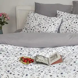 Комплект постільної білизни Melluna Silk Garden полуторний сірий/білий з принтом (2-04712_33531) - мініатюра 5