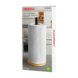 Тримач паперових рушників ARDESTO Midori 15х34см, метал, бамбук, чорний (AR0913BB) - мініатюра 7