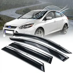Дефлектори вікон вітровики Benke для Ford Focus III 2011-2018 Седан-Хечбек Хром Молдинг Нержавіюча сталь 3D (BFDFC1223-W/S)