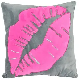 Подушка TIGRES Pink lips 33*33*1см сірий арт.ПД-0369