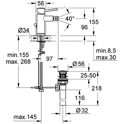 Змішувач Grohe BauClassic OHM bidet (32864000) - мініатюра 2
