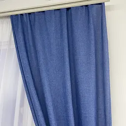 Легкі лляні штори синього кольору 2шт. 150х270 з білим шифоновим тюлем 400х270, на тасьмі ALBO pbe0052620 - мініатюра 6
