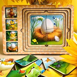 Дерев'яна настільна гра Етапи розвитку курочки Ubumblebees (ПСФ018) PSF018 сортер-пазл - мініатюра 4