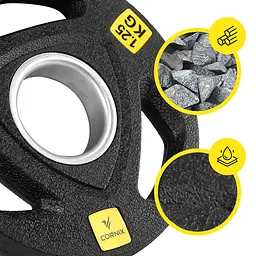Диск олімпійський Cornix 1 x 1.25 кг 51 мм металевий, прогумований Black XR-0423 - мініатюра 3