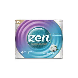 Туалетний папір Zen Premium Care Relaxing White 3 шари 4 рулони (5944582100176)