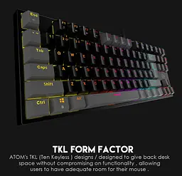 Клавіатура механічна ігрова з підсвічуванням Fantech ATOM MK-876 red switch, Eng, Black - мініатюра 5