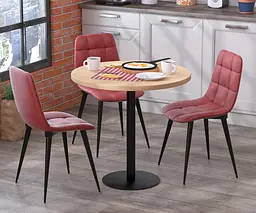 Обідній стіл круглий BS-450 Діаметр 80 см Loft Design (Дуб Борас)