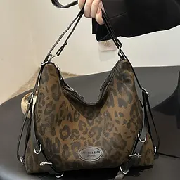 Текстильна містка сумка із забарвленням лео коричневого кольору Lilly P4-3116LB