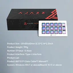 Стрім-консоль AJAZZ AKP153 / 15 клавіш / TFT-дисплей / Підтримка OBS та макросів / White - мініатюра 5